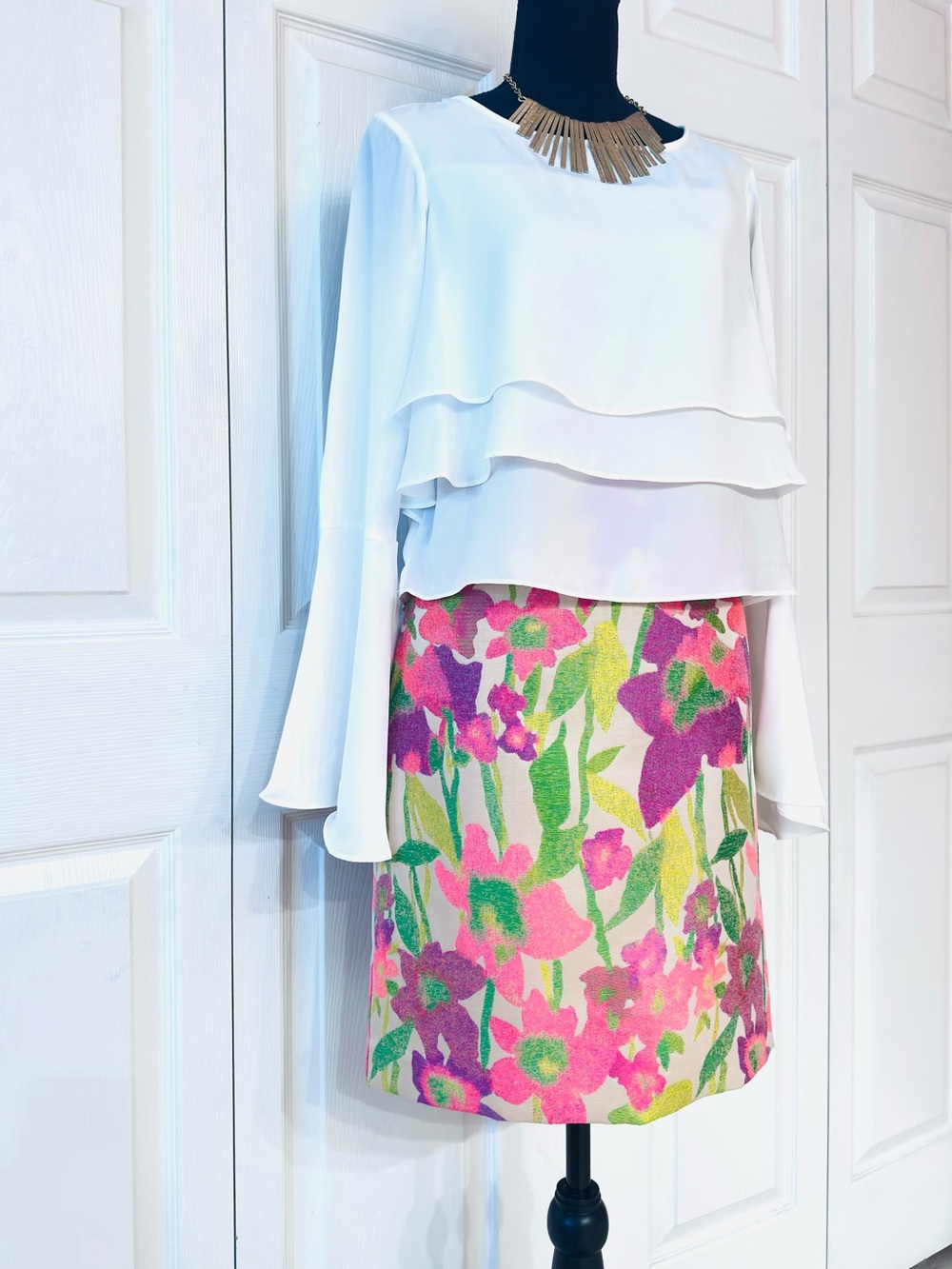 TRINA TURK ~ Orange/Pink/Green/Purple A-Line Skirt size 8